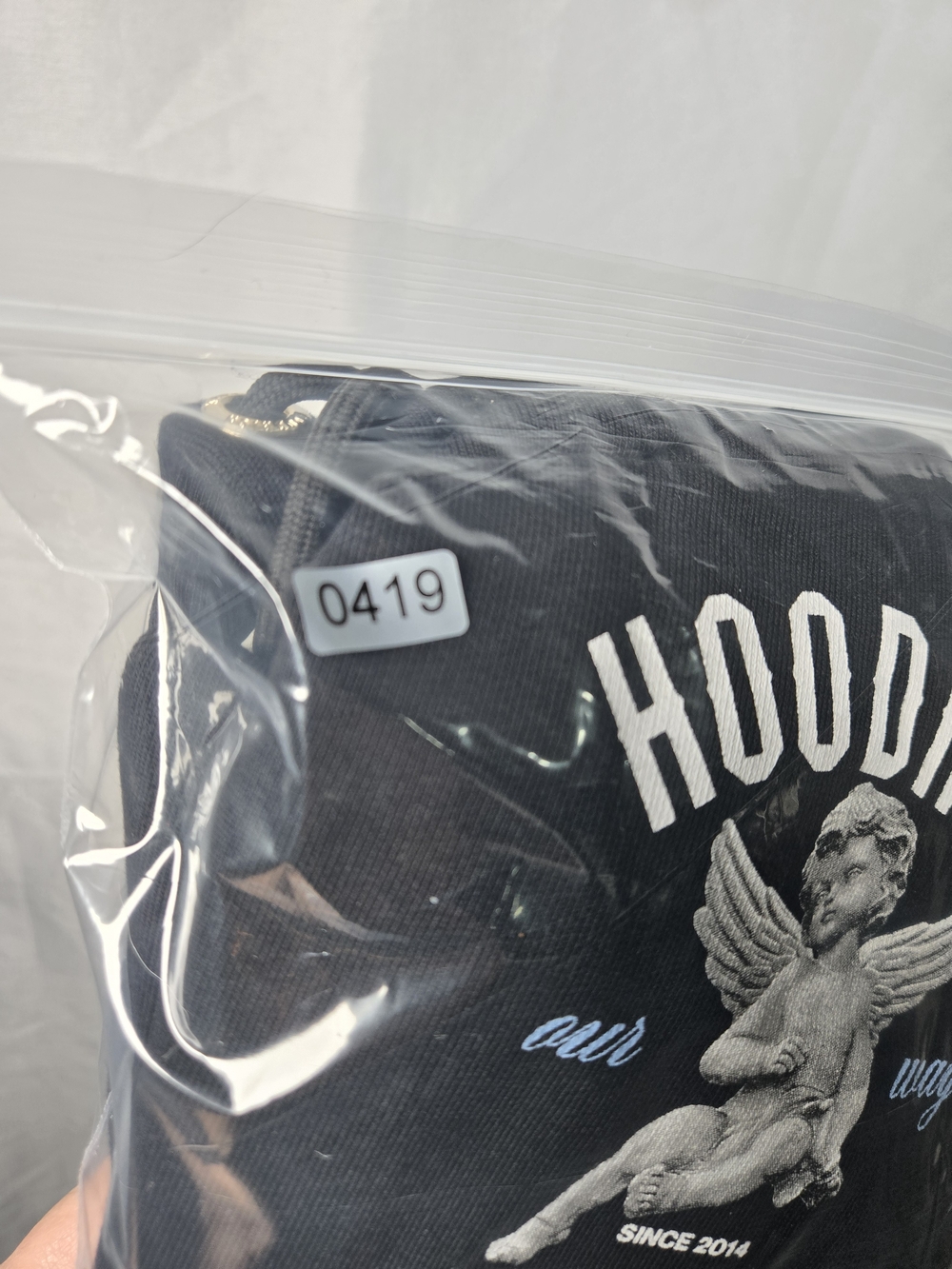 Hoodrich Black Cropped Hoodie with Cherub Graphic - Picture 8 of 8